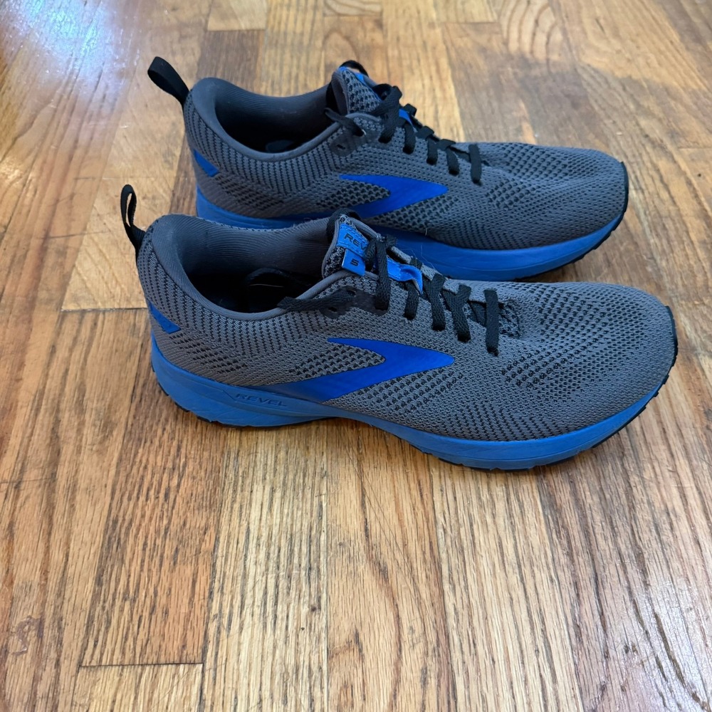 Brooks Revel 5 Mens 9.5 D Grey Blue Running Shoes Athletic Sneakers 1103741D053 - Picture 4 of 16